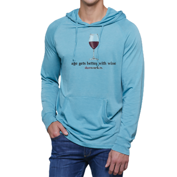 Age Gets Better With Wine Unisex Light Weight Vintage Wash Hoodie - dunworkin 