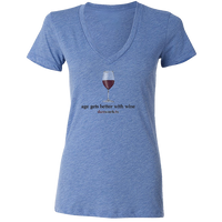 Age Gets better With Wine Women's SS V Neck