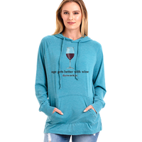 Age Gets Better With Wine Unisex Light Weight Vintage Wash Hoodie