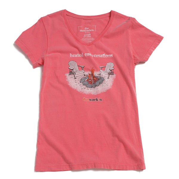 Heated Conversations Bonfire Womens V neck - dunworkin 