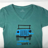 Dunworkin 4x4 Women's Short V Neck Tee - dunworkin 