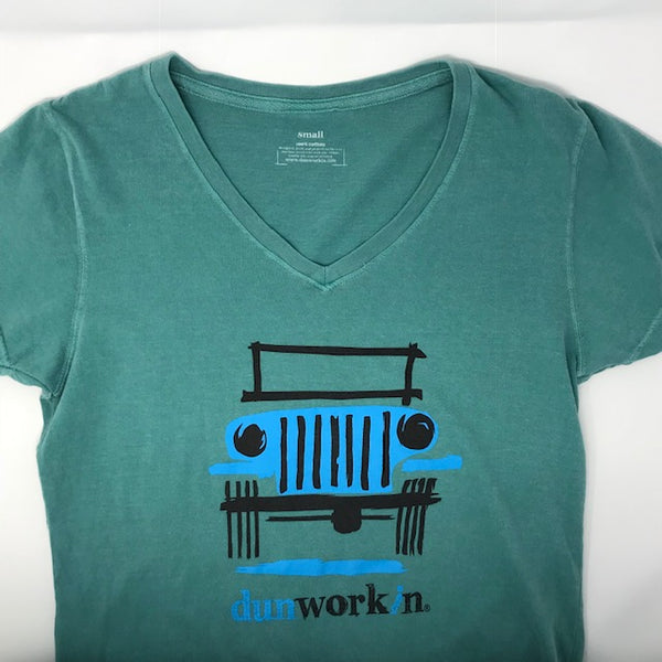 Dunworkin 4x4 Women's Short V Neck Tee - dunworkin 